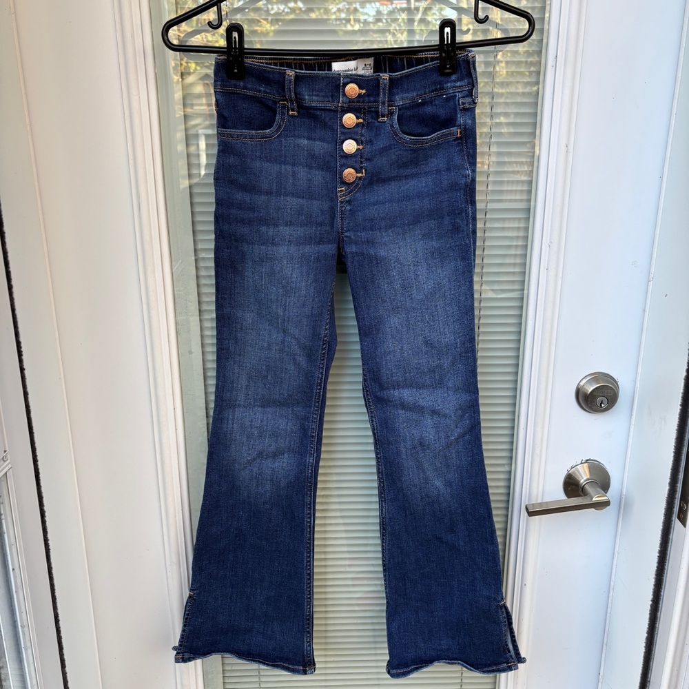 Abercrombie Kids Girls 9/10 High-Rise Flare Jeans Demin Stretch Pull-On EUC